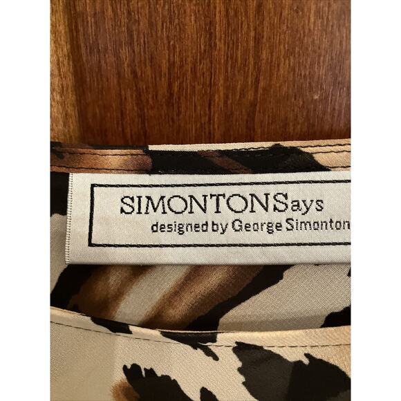 Simonton Says Size Large Sheer Animal Print Top Asymmetrical Hem Oversized Print - Picture 2 of 10
